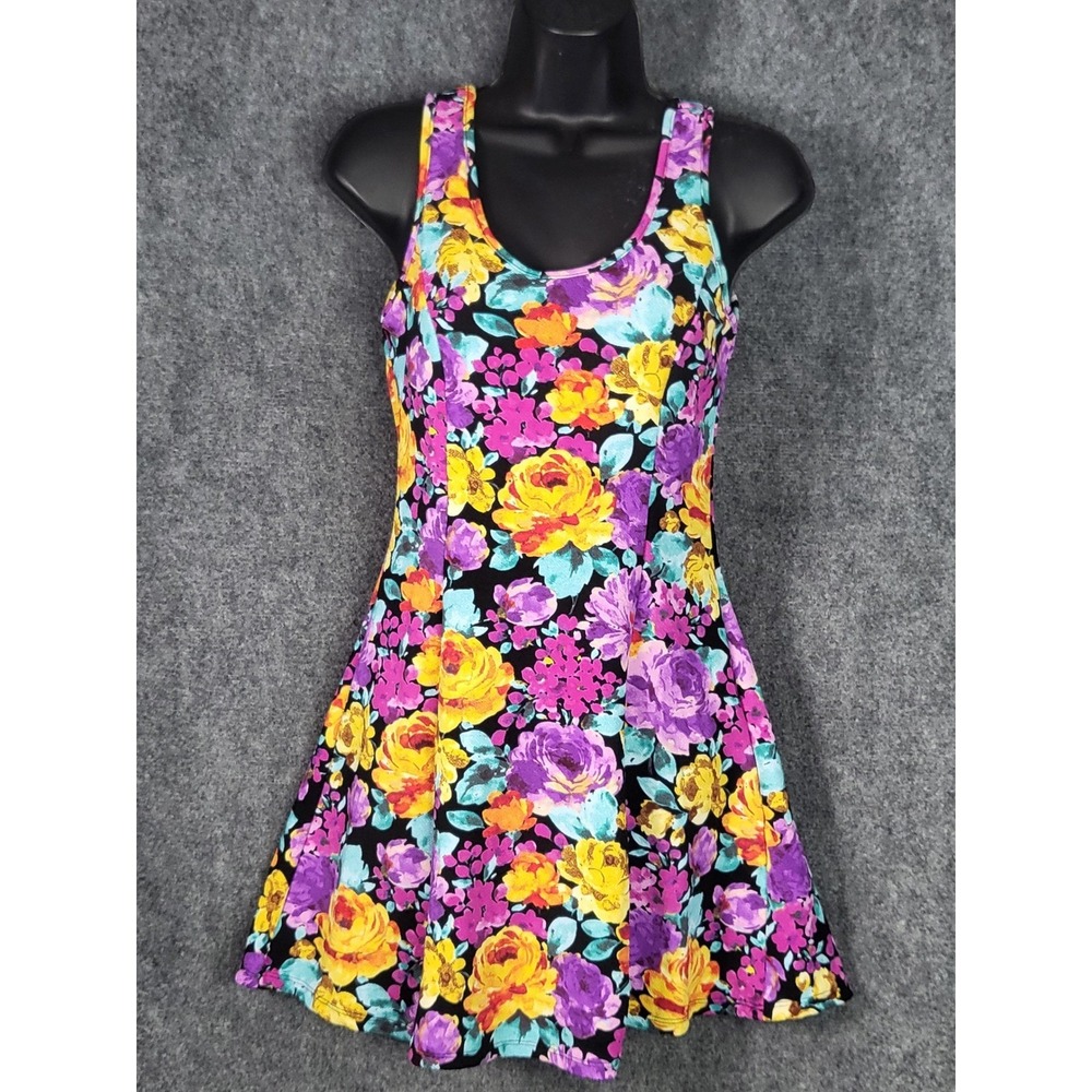 Papaya Floral Print Dress Sleeveless Multicolor Mini‎ Sun Dress M Cottagecore